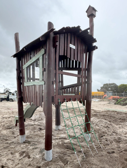 Shack | Step into a whimsical world with our charming Shack, featuring wonky windows, natural timber roofing, and playful details that spark imagination while developing essential play skills. | VRI