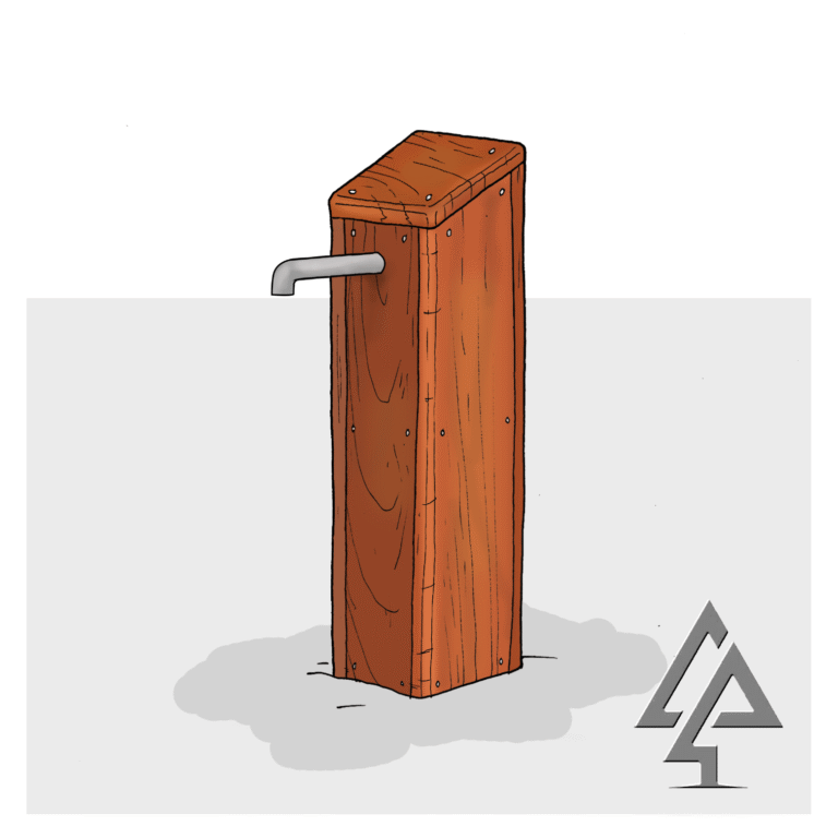 Water Emitter Timber Clad | Add a reliable water source to your playspace with this robust, Jarrah-clad emitter featuring a child-friendly, timed release push-button and stainless steel fittings. Made in WA. | VRI