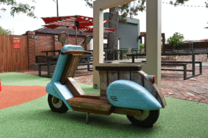 Moped | Spark imaginative journeys with this cute, retro-style Moped, a durable and eye-catching static play feature perfect for parks, ELCs, and commercial venues. | VRI