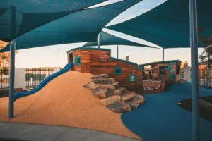 The large custom ship playground at the Inspira Kids custom early learning playspace WA, built by Van Ryt Industries.