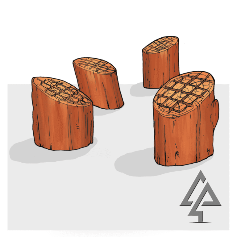 Ninja Stump | Challenge young adventurers with our Ninja Stump, crafted from West Australian Jarrah hardwood, featuring angled tops with criss-cross routed grip channels for exciting parkour-style movement pathways. | VRI