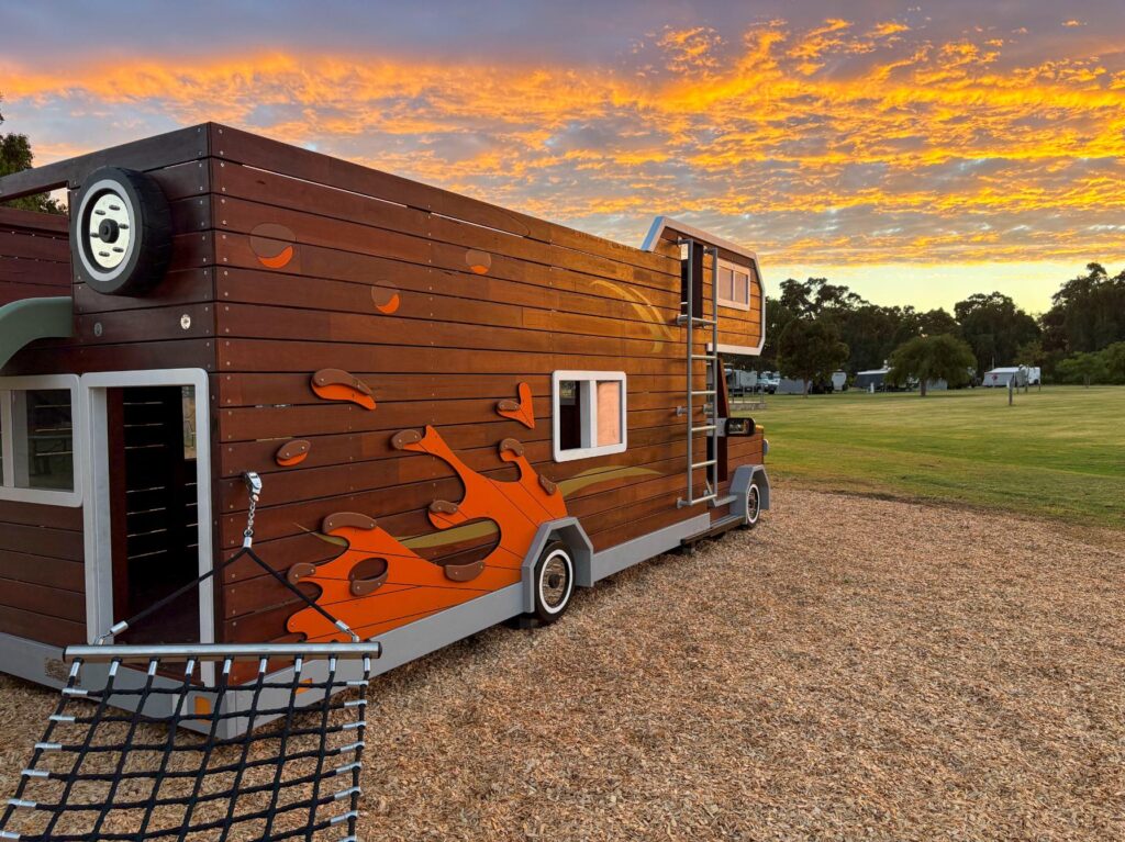Custom motorhome playground at BIG4 Dunsborough holiday park — Van Ryt Industries