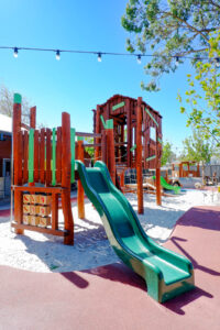 Naughts and Crosses panel rethemed with steak and sausage symbols at Charlie's Paddock playground