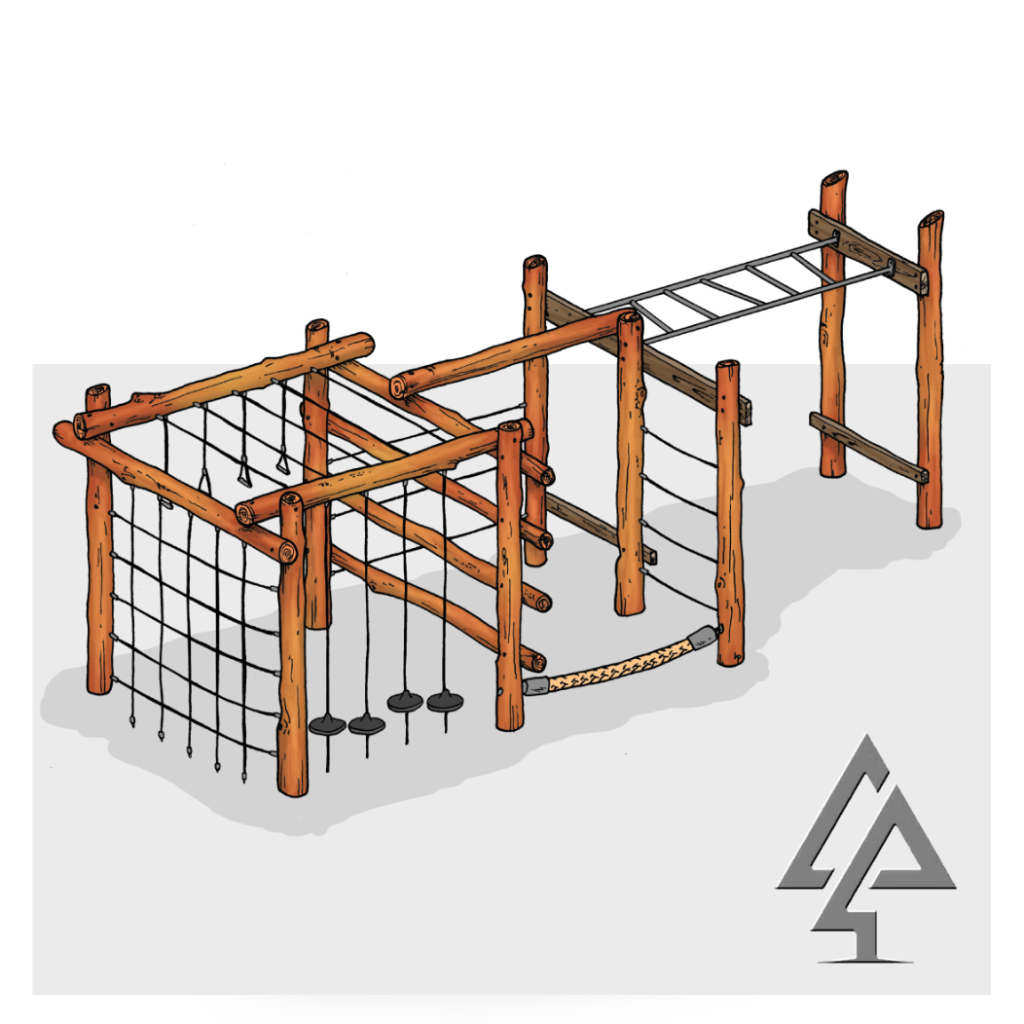Maniana Monkey Climber | Challenge young climbers with the Maniana Monkey Climber — a large-format multi-element rope and climbing structure in West Australian Jarrah, built for active school and park play spaces. | Van Ryt Industries