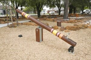 See Saw with Stepping Stumps at Maniana Park Queens Park by Van Ryt Industries