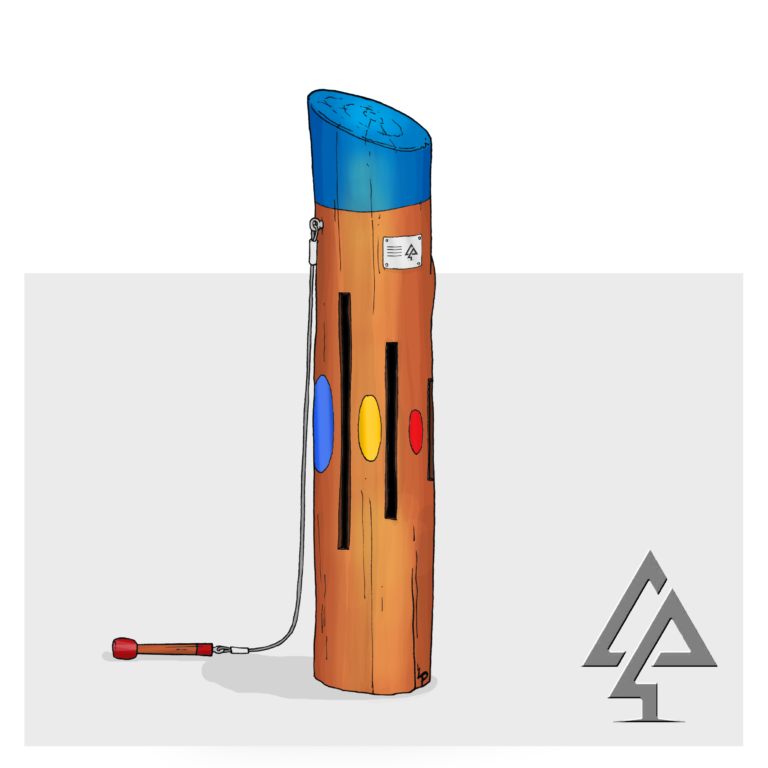 Krin Bush Pole Drum | Spark musical discovery with our Krin Bush Pole Drum, handcrafted from West Australian Jarrah hardwood with carved tonal slots and a tethered timber beater for all-ages sensory percussion play. | Van Ryt Industries