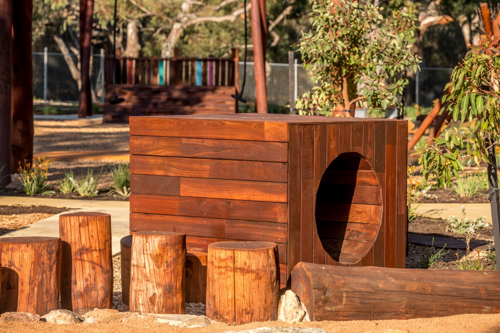 Box Tunnel — Jarrah nature play structure, VRI 000 Woodland Trail Series