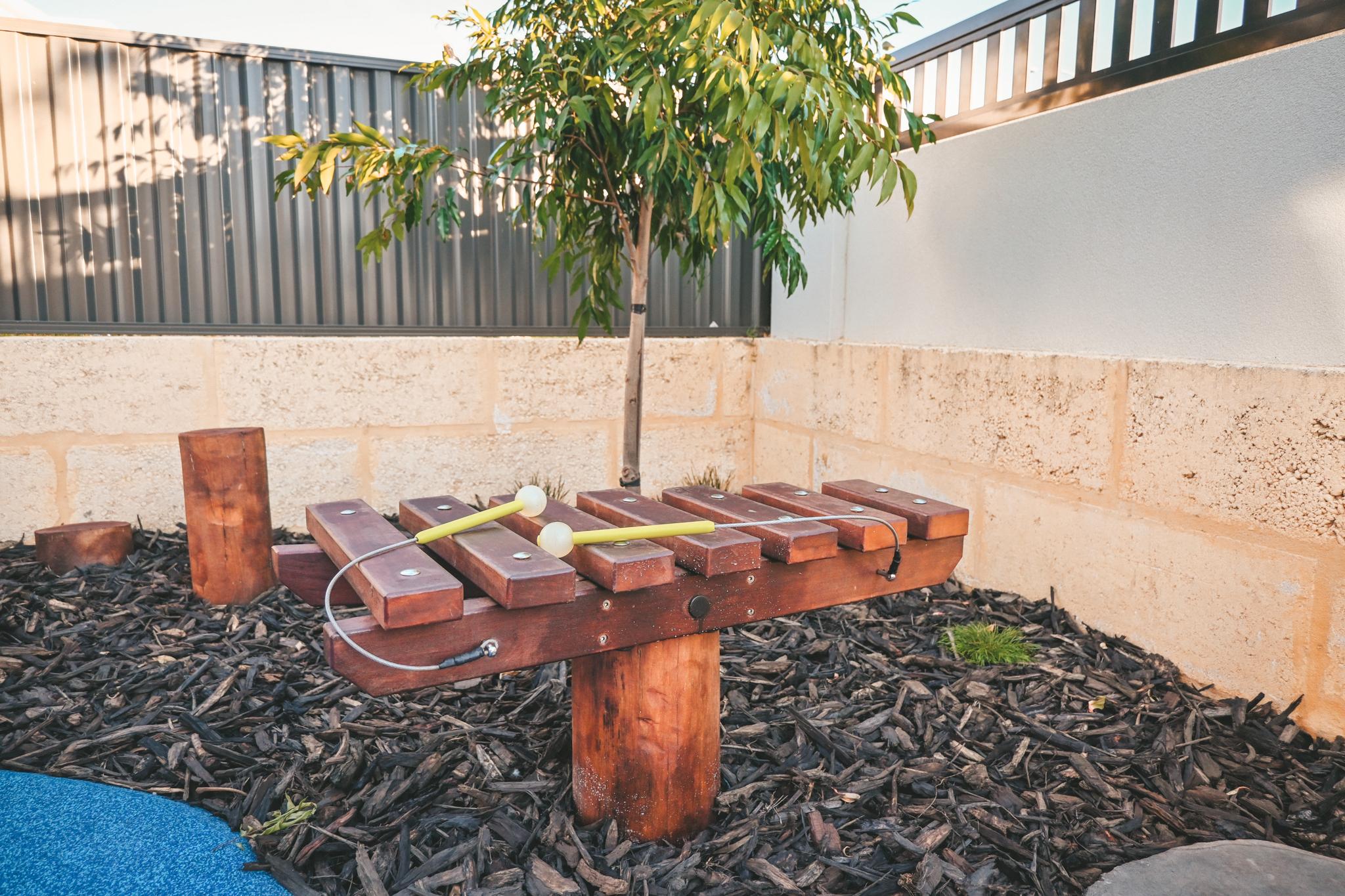 Outdoor xylophone and stepping stumps — VRI 700 Series playground instruments and accessories