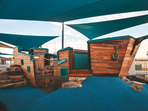 Inspira Kids Early Learning Playground — Custom Ship — Van Ryt Industries The large custom ship playground at the Inspira Kids custom early learning playspace WA, built by Van Ryt Industrie